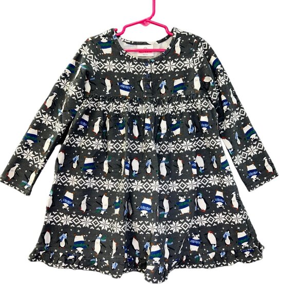 Hanna Andersson Girls' Holiday Nightgown Sz 4T Penguin &‎ Snowflake Pattern Gray - Picture 1 of 5